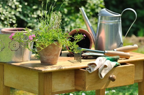 Professional gardener addressing a service concern