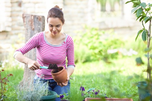Professional Harefield garden maintenance in a tidy residential garden
